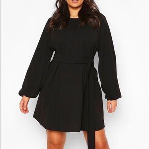 Blouse sleeve belted shift dress- plus size